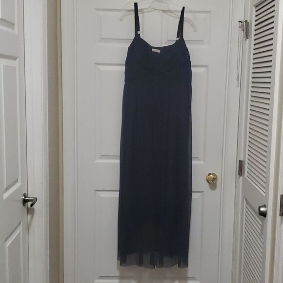 Calvin Klein womens plus size black sheer overlay cocktail maxi dress - Picture 1 of 13